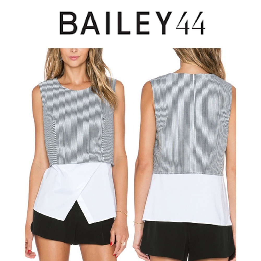 Bailey 44 Rione Top Striped White Silk Blend